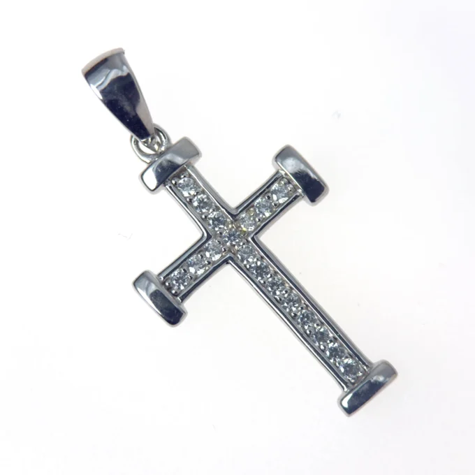 Croix argent sertie de pierres