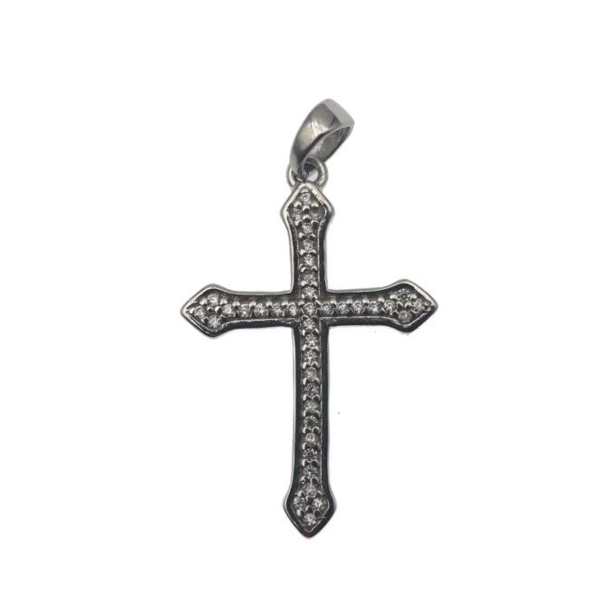 Pendentif croix en argent et zircons – éclat de foi et d’élégance