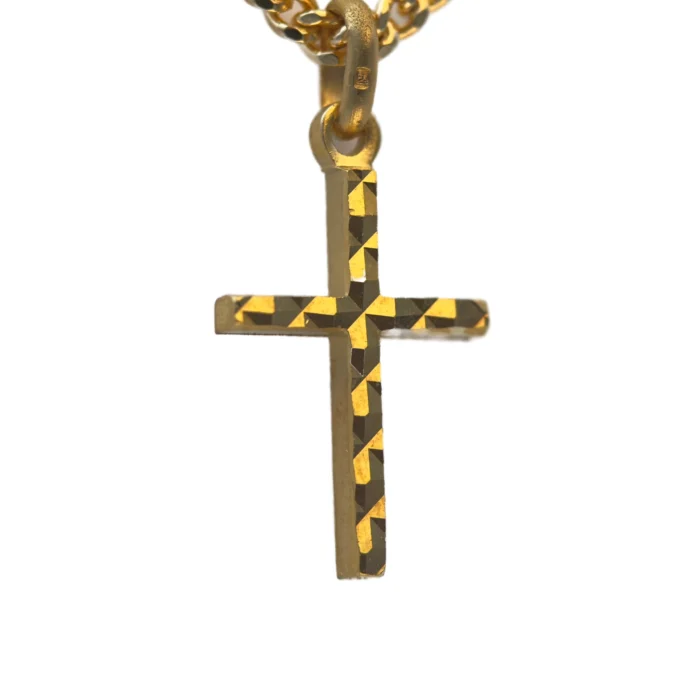 Médaille Croix facetté brillant en Plaqué Or