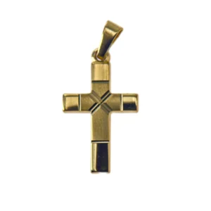 Croix brossée et polie en plaqué or  – Pendentif religieux contemporain