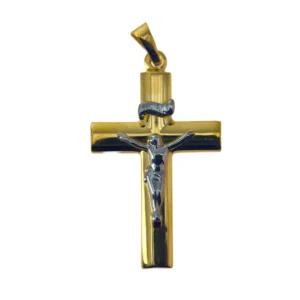 Crucifix en plaqué or avec Christ en argent