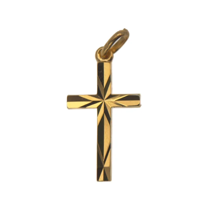 Croix plaqué or facettée effet diamant – 12, 15 ou 20 mm