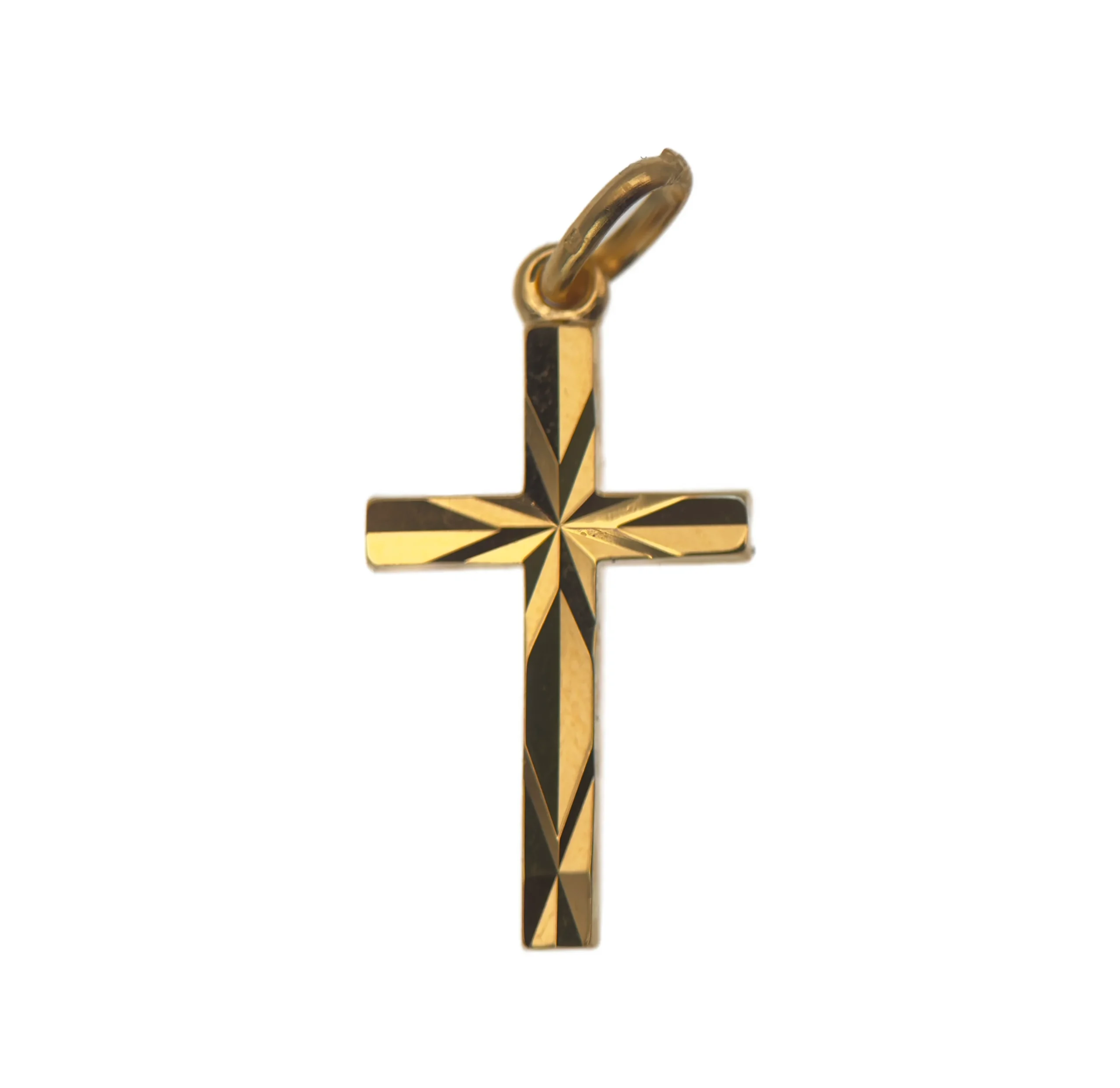 Croix plaqué or facettée effet diamant – 12, 15 ou 20 mm