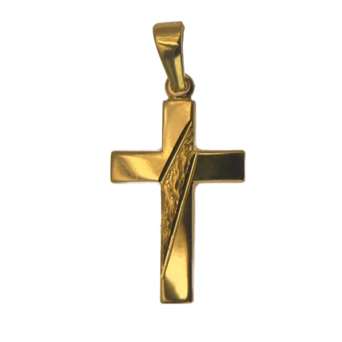 Croix plaqué or effet texturé – 18 ou 22 mm – Bijou de foi moderne et lumineux