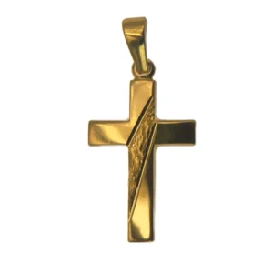 Croix plaqué or effet texturé – 18 ou 22 mm – Bijou de foi moderne et lumineux