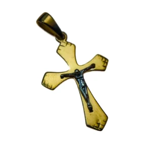 Crucifix plaqué or avec Christ en argent