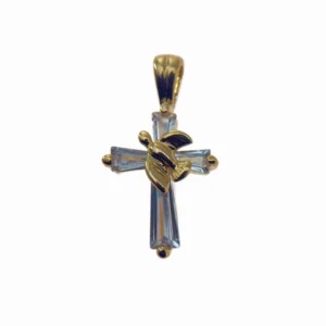 Croix plaqué or avec colombe – Symboles de paix et de foi – 15 mm