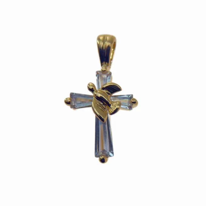 Croix plaqué or avec colombe – Symboles de paix et de foi – 15 mm