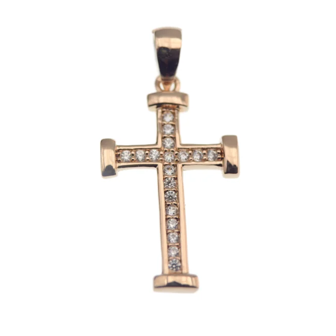 Croix plaqué or sertie de pierres