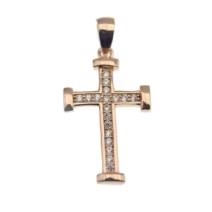 Croix plaqué or sertie de pierres