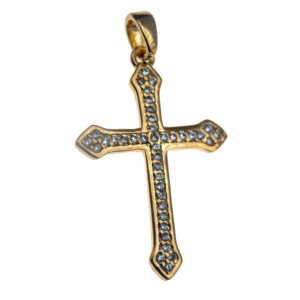 Croix plaqué or sertie de pierres