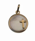 Médaille croix or et nacre