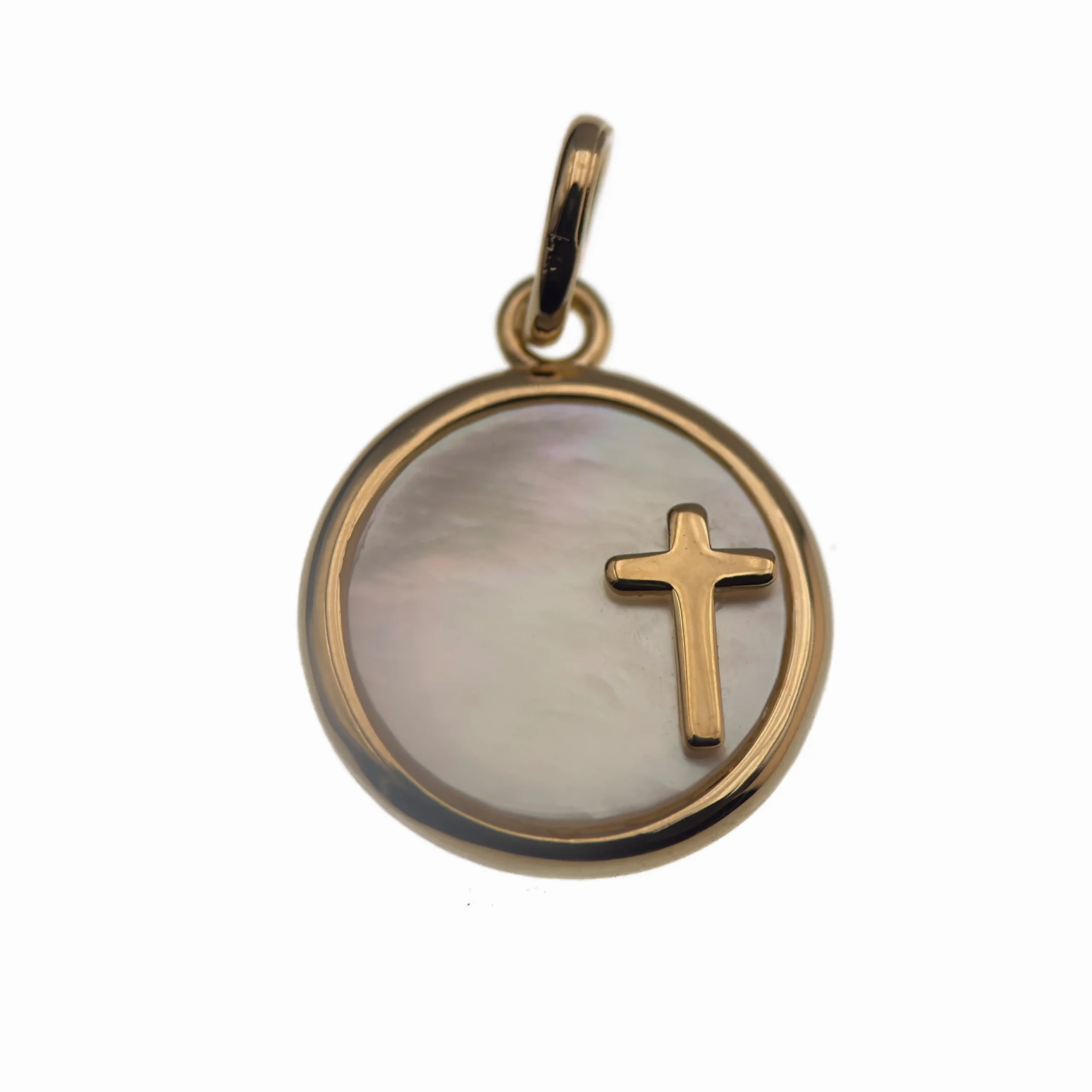 Médaille croix or et nacre