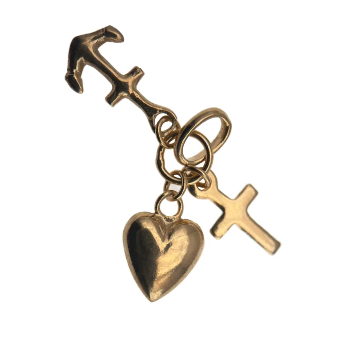 Pendentif Foi, Espérance et Charité en plaqué or 18 carats - 10 mm