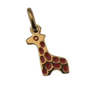 Pendentif Girafe plaqué or émaillée