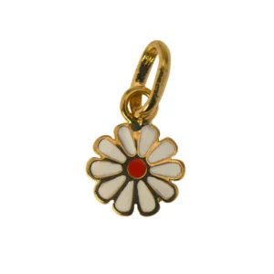 Adorable pendentif en forme de marguerite blanche, cœur rouge lumineux.