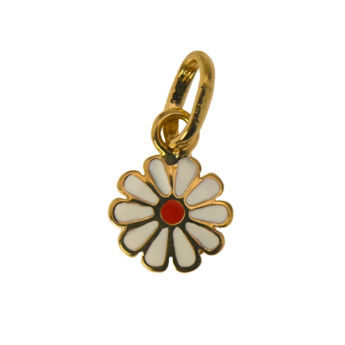 Adorable pendentif en forme de marguerite blanche, cœur rouge lumineux.