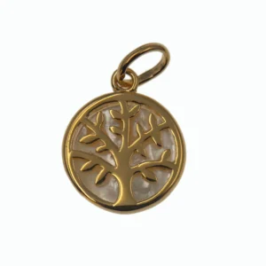 Médaille Arbre de Vie plaqué or et nacre – 10 mm