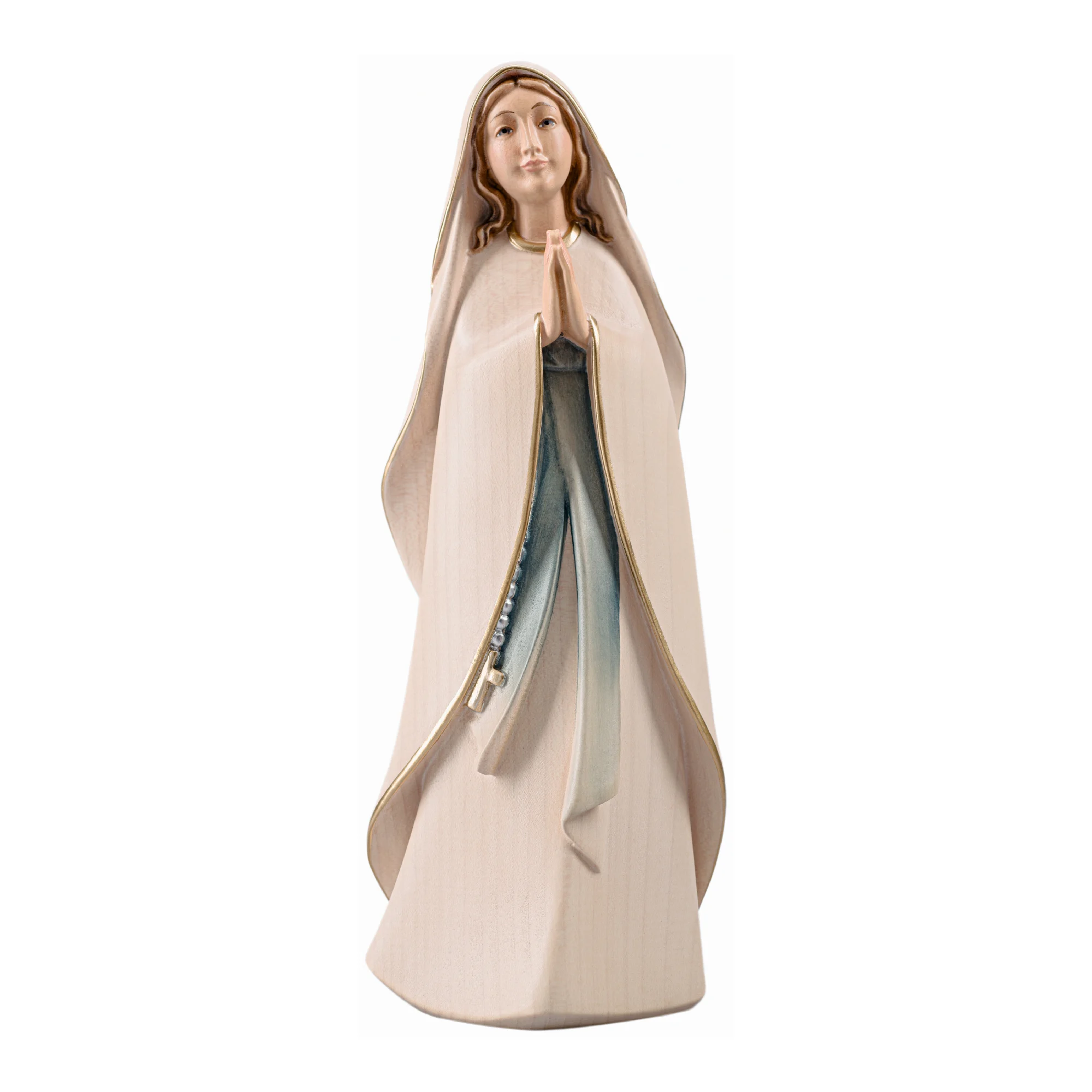 Statue en bois colorée de la Vierge Marie – Artisanale, plusieurs tailles (6 à 40 cm)