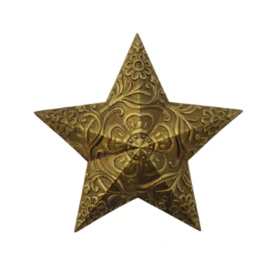 Étoile dorée à motifs floraux – décoration murale ex-voto – 17 cm