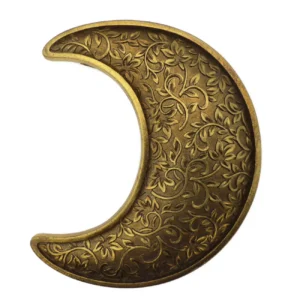 Croissant de lune doré – Arabesques gravées – 17 cm