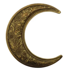 Croissant de lune doré – motifs floraux ciselés – 18 cm