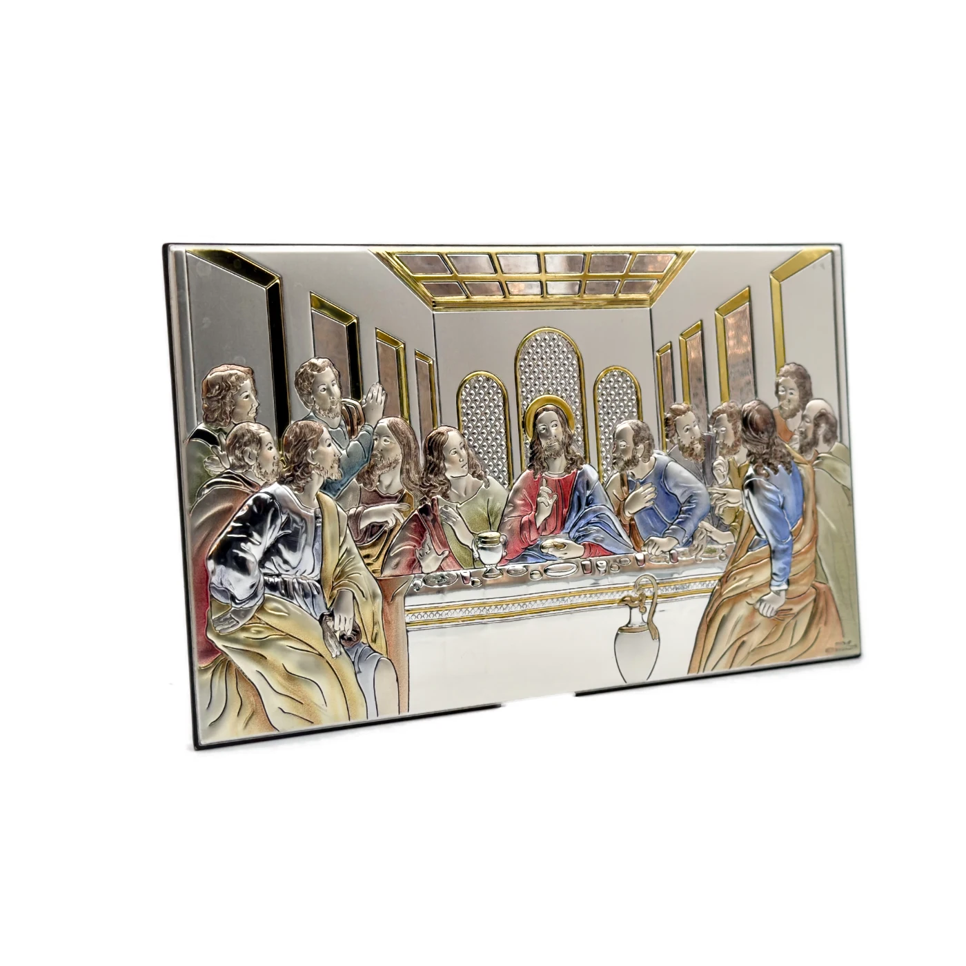 Cadre La cène de Léonard de Vinci en argent + couleur et dorure