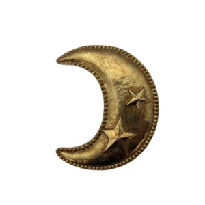 Croissant de lune doré avec étoiles – décoration murale céleste – 12 cm