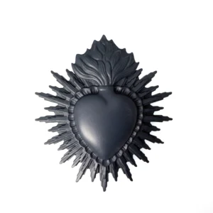 Petit Ex-Voto Coeur flamboyant bleu mat - 8 cm