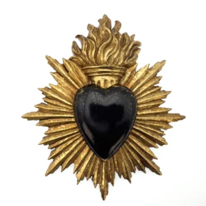 ex-voto coeur noir et doré
