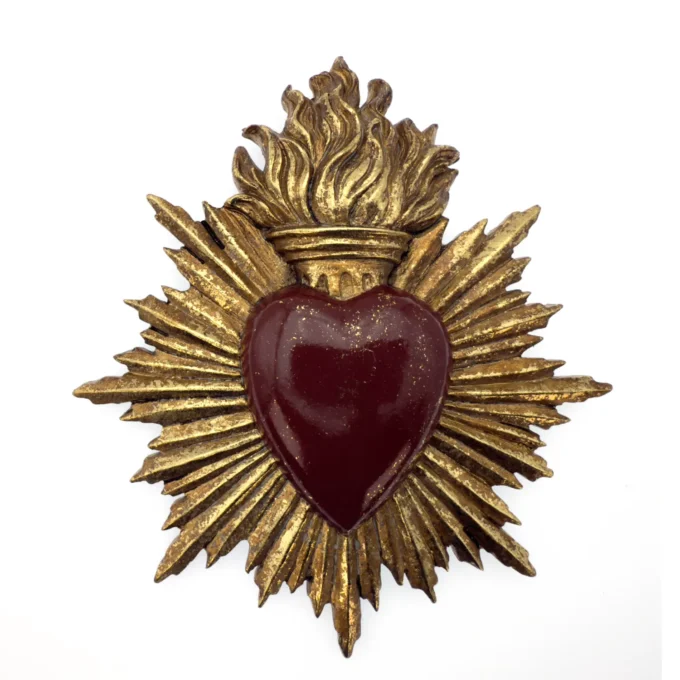 ex-voto coeur rouge et doré