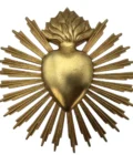 Ex-voto Cœur rayonnant doré – Sacré-Cœur soleil – 25 cm