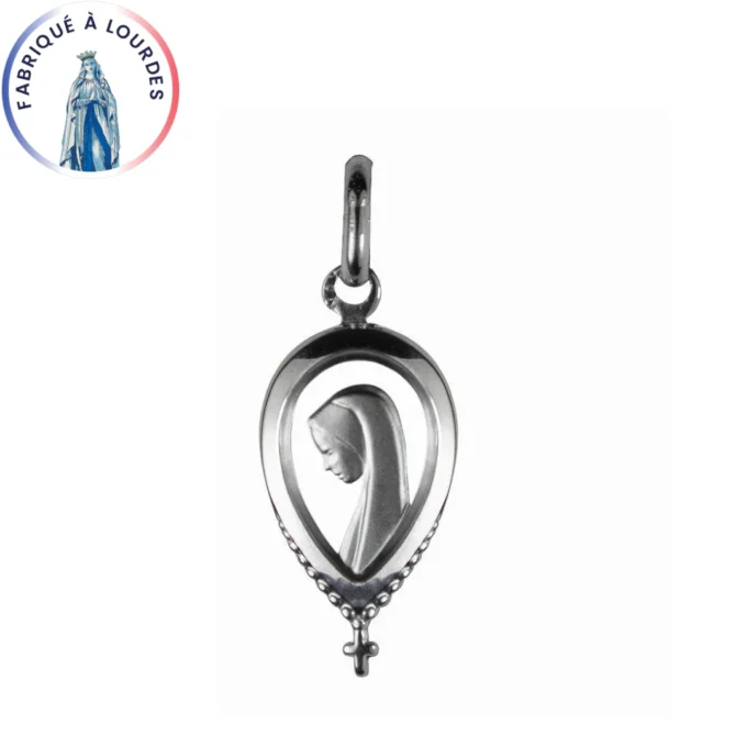 Médaille Vierge Marie goutte ajourée – Argent