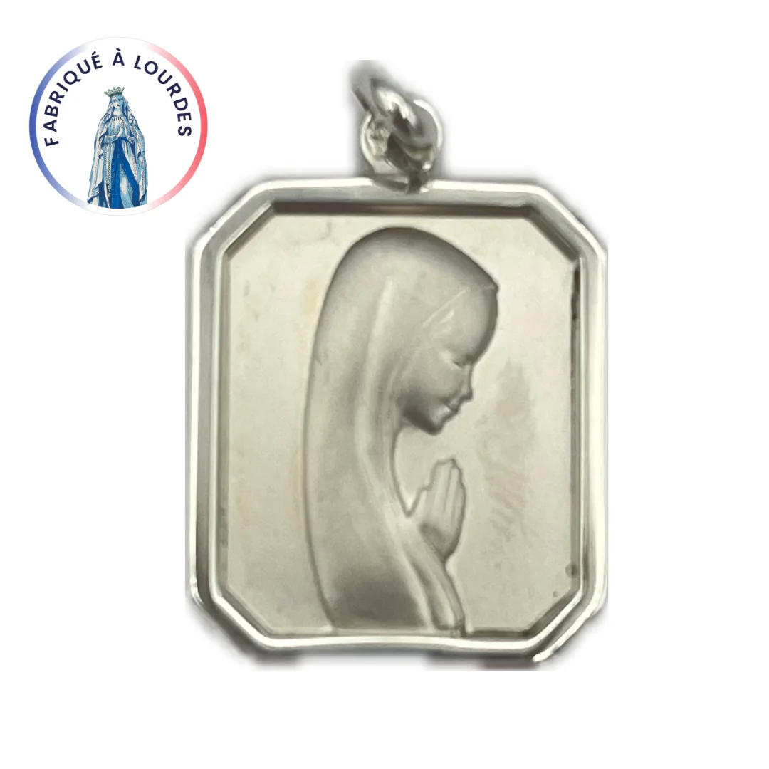 Médaille Vierge Marie en argent massif – 22 mm – Fabriquée à Lourdes