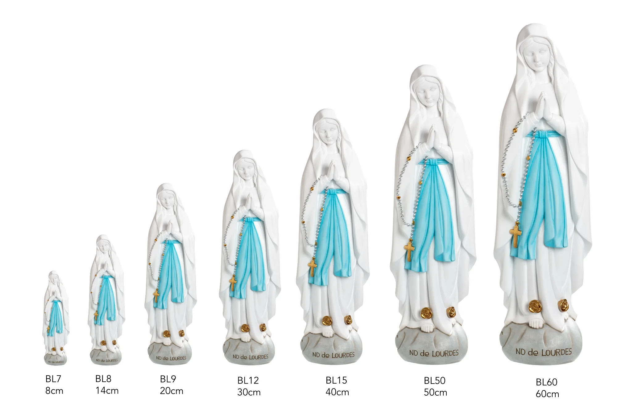 Statue Notre-Dame de Lourdes – Résine peinte – Disponible de 8 à 60 cm – Image 4