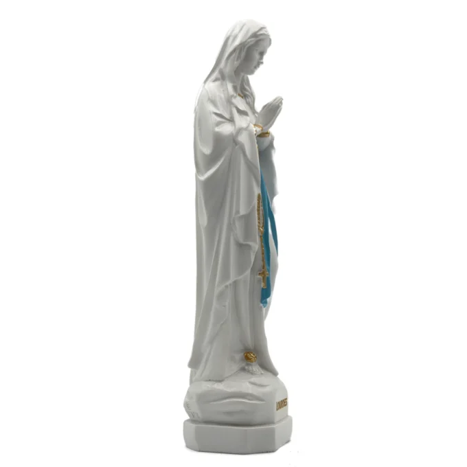 Statue de Notre Dame de Lourdes - résine creuse finition blanc pur