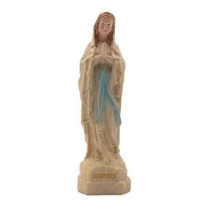 Statue Notre-Dame de Lourdes – Résine creuse imitation bois – Finition couleur