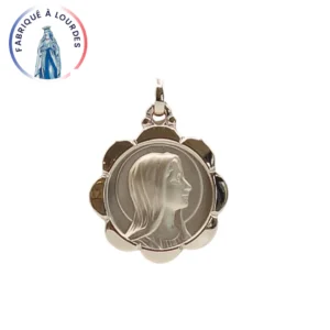 Médaille fleur Vierge Marie – Plaqué or – 13 mm – Fabriquée à Lourdes