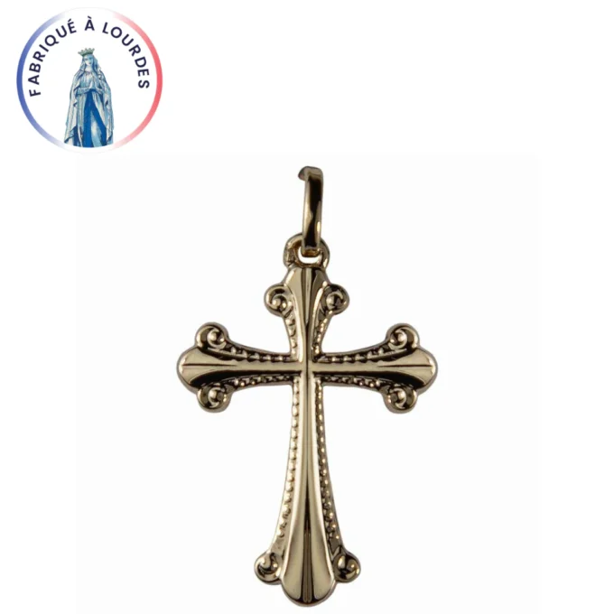Croix Plaqué or Ornée – 25x15 mm