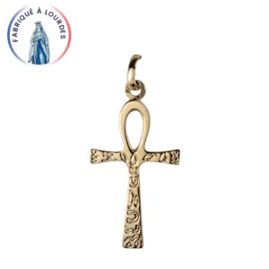 Croix de Vie Ankh plaqué or – 17 mm – Symbole de la Vie Éternelle – Fabriquée à Lourdes