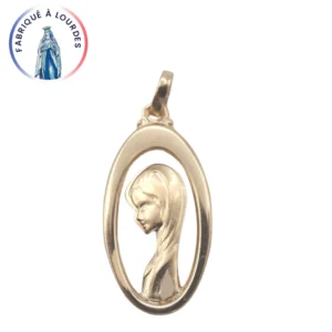 Médaille ajourée Vierge Marie – Plaqué or 3 microns – 30 mm – Fabriquée à Lourdes