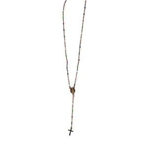 Collier chapelet multicolore finition bronze antique
