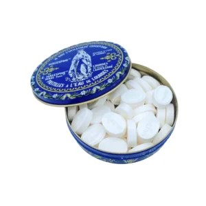 Boite ronde en métal de pastilles Malespine® à l'eau de Lourdes,100 gr