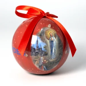 Boule de Noël lumineuse Lourdes rouge