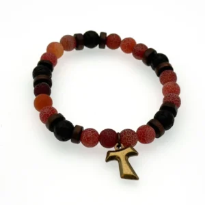 Bracelet de saint François d’Assise – croix Tau et perles naturelles