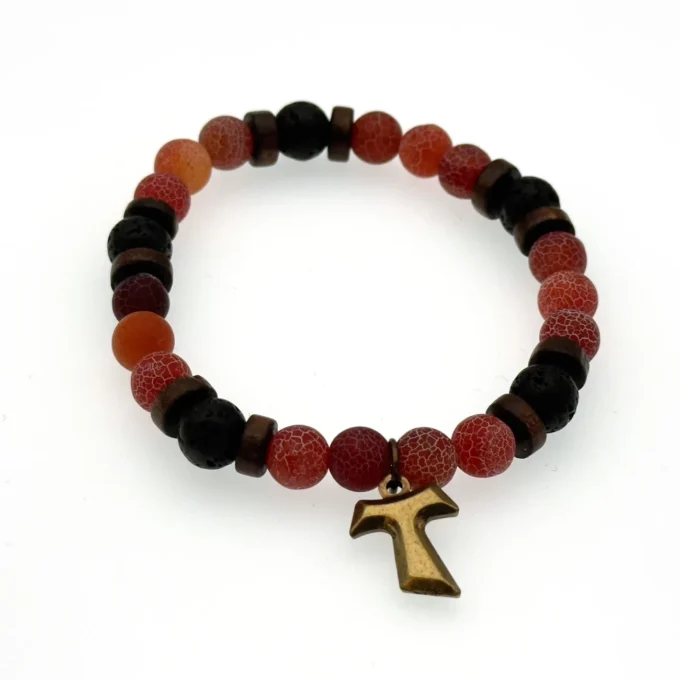 Bracelet de saint François d’Assise – croix Tau et perles naturelles