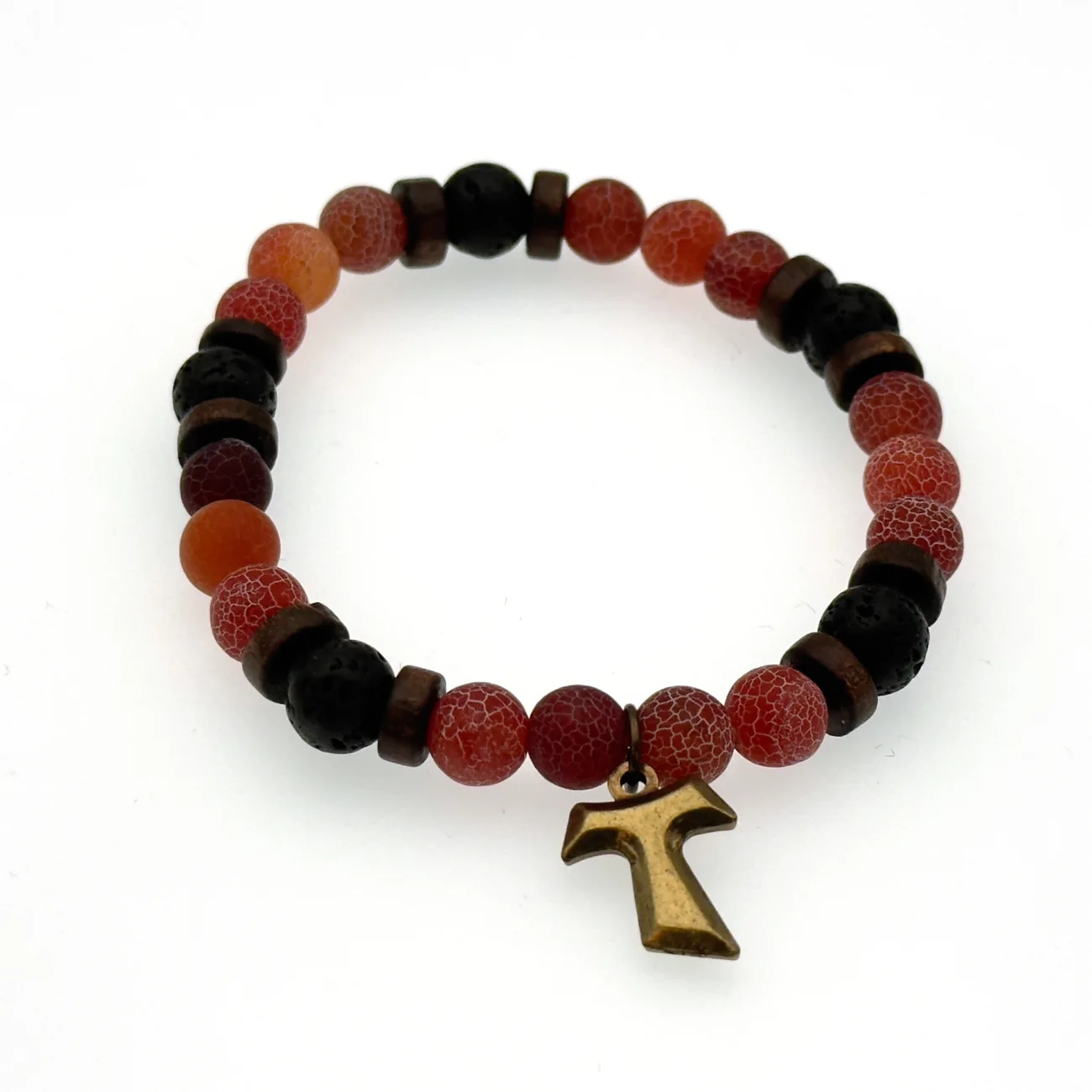 Bracelet de saint François d’Assise – croix Tau et perles naturelles