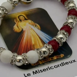 Bracelet du Christ Miséricordieux – perles rouges et blanches