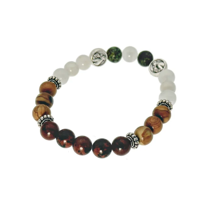 Bracelet de saint Antoine de Padoue – perles naturelles et bois d’olivier