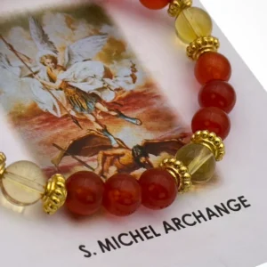 Bracelet de saint Michel Archange – perles rouges et dorées